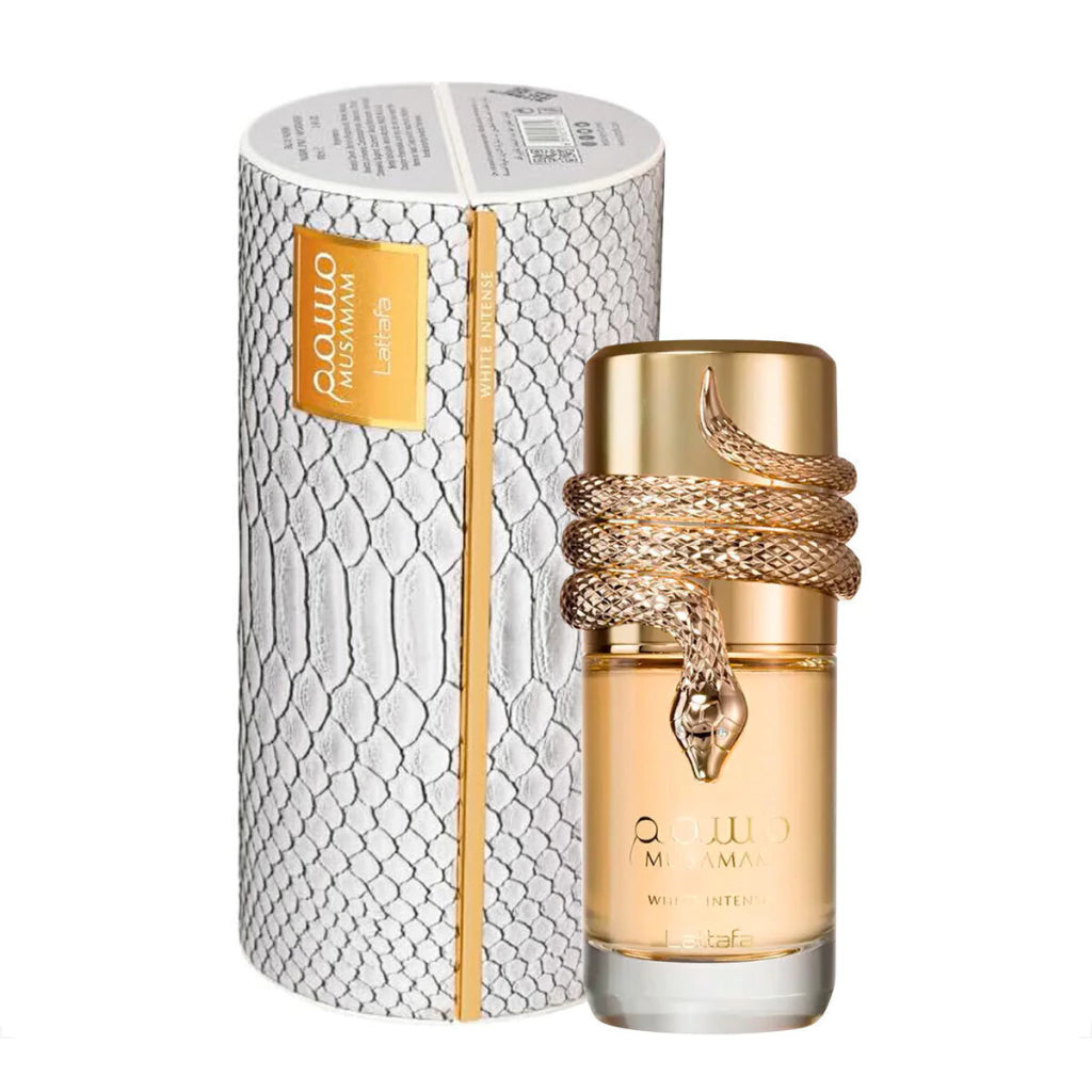 Lattafa Musamam White Intense EDP 100ml | Sândalo e Coco | Estojo Cobra