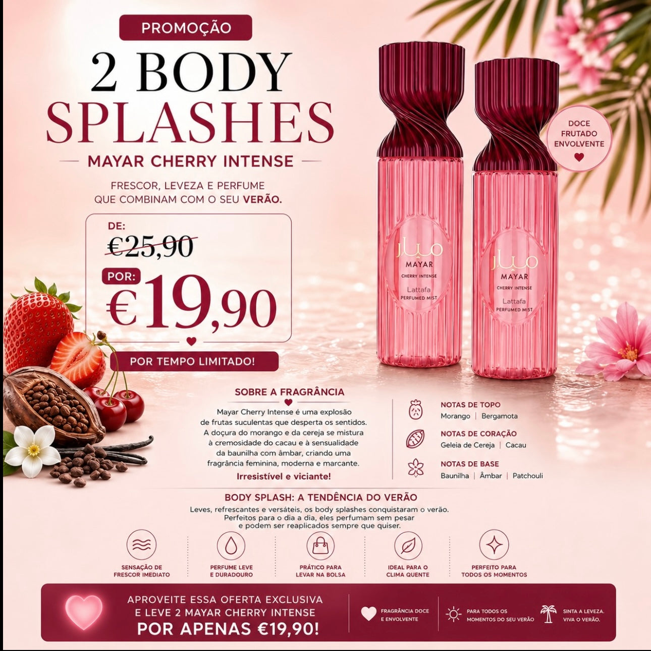 Kit 2 Body Splashes - Mayar Cherry Intense - Lattafa